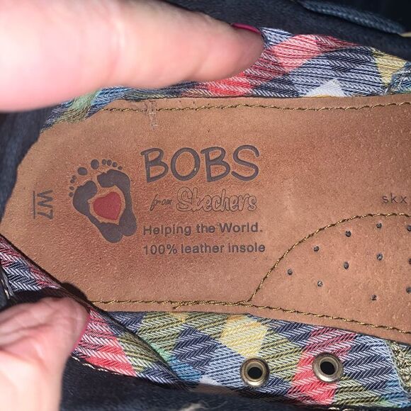 BOBS slip on navy drawstring flats 7 - Picture 4 of 6